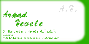 arpad hevele business card